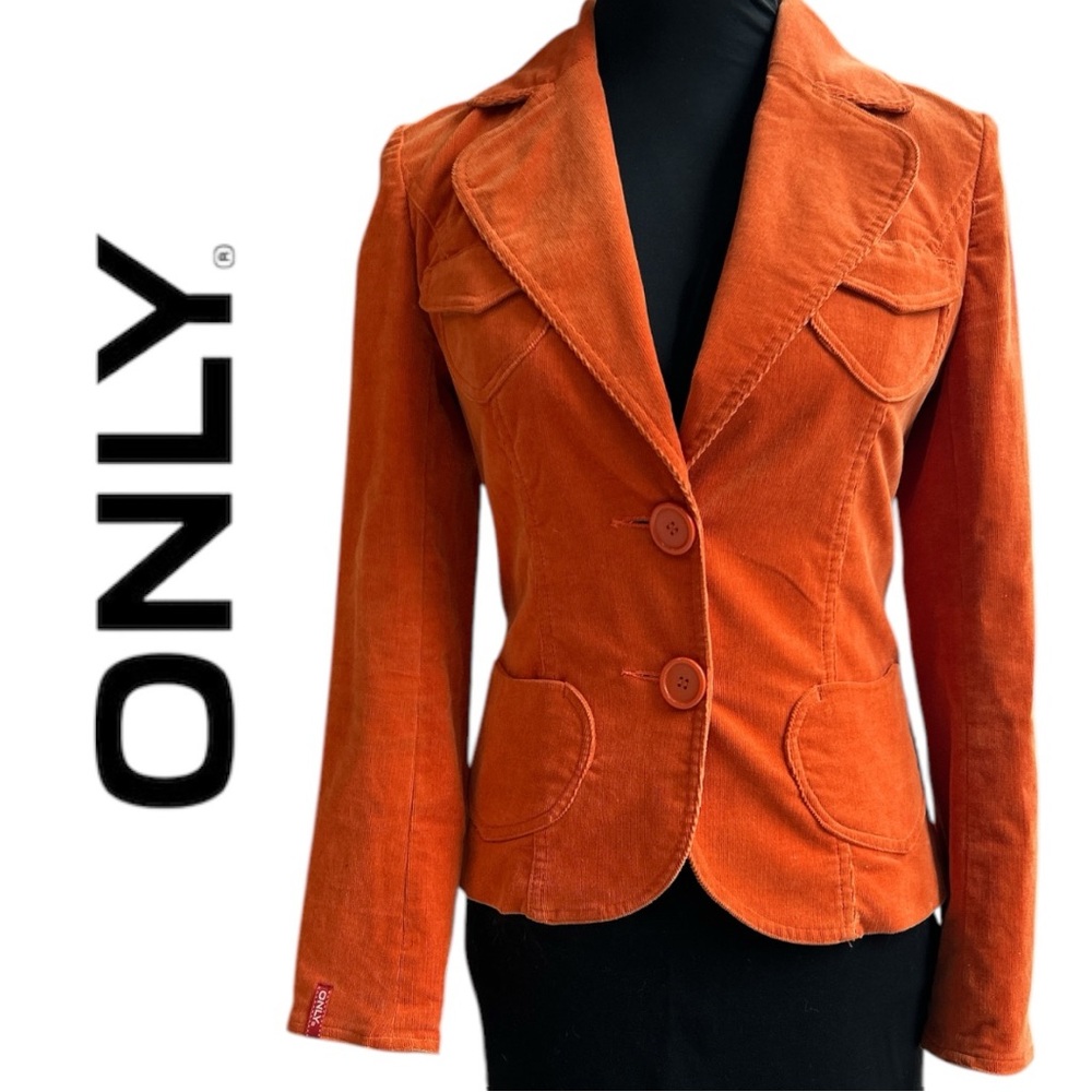 ONLY Women’s Unlimited Edition Fitted Orange Corduroy Jacket - 160/8OA